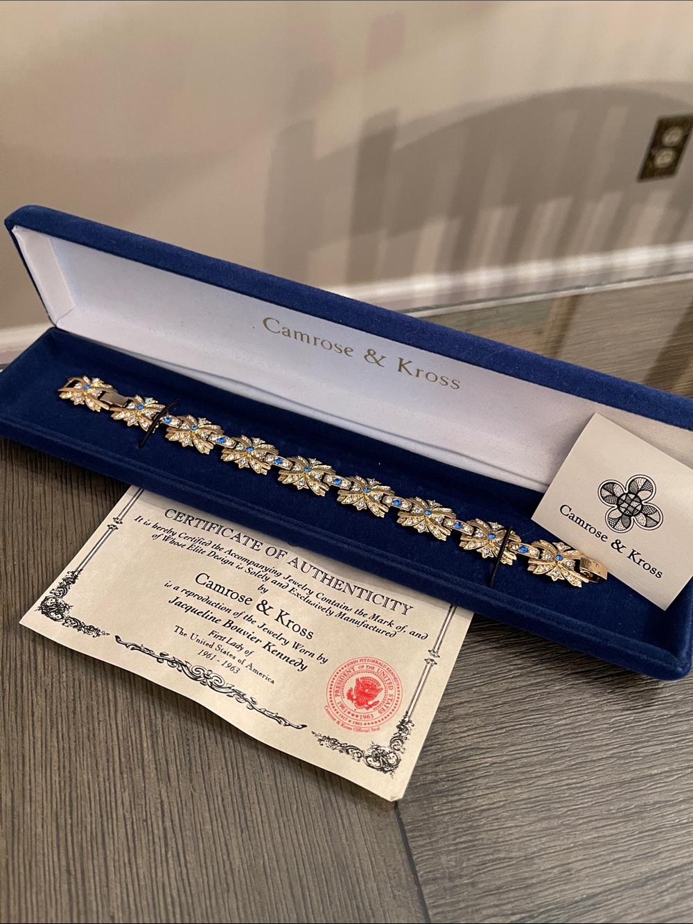 Vintage Camrose & Kross Jackie B. Kennedy JBK Collection Sapphire Link Bracelet